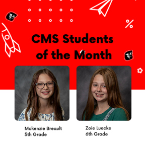 Mckenzie Breault and Zoie Luecke Have Been Selected as Concordia Middle School's Students of the Month Honorees for April