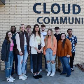 Candidates for Cloud County Community College 2024 Homecoming Are, Front Row, Left to Right: Hannah Watkins, Madison Ronnebaum, Doga Eski, Maddie Schlyer, and Chelsey Armbruster.  Back Row, Left to Right, Are: Jeremiah Johnson, Myles Chamberlain, Cav Carlgren, Zach Chance, and Warren Abonza