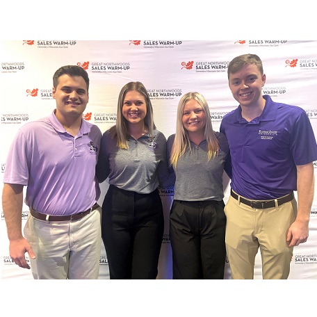 Members of the K-State Sales Team Participated in the National Great Northwoods Sales Warm-Up in Eau Claire, Wisconsin.  From left: Hunter Hartner, Halle Zwetow, Halle Hartner and Taylor Moorman