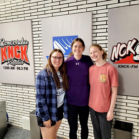 Concordia High School Seniors Hattie Blackwood, Carlie Carlgren and Ella Bottner Joined KNCK In Studio to Read Advertisements Live on the Air During the Lions Club Dallas Nading Memorial Radio Day on Wednesday, April 24th
