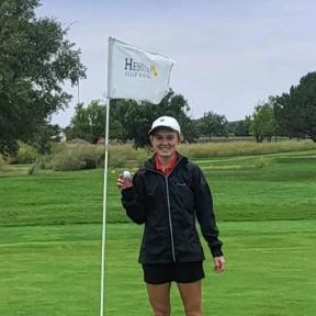 Freshman Mya Niehues Sunk a Hole-In-One on Hole #13 at the Hesston Golf Course on Friday, September 22nd