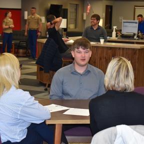 Concordia Senior Braeden Primeaux Takes Part in a Mock Job Interview During "Senior Interview Day" at Concordia High School on Wednesday, March 20th